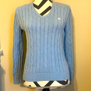 Chaps Light Blue Cable Knit Long-Sleeved Sweater